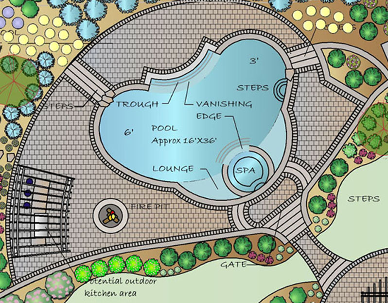 pool and patio plan patio landscape plan